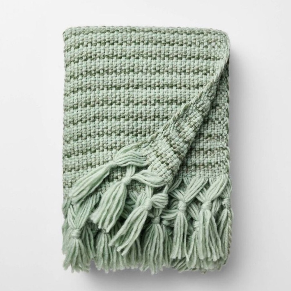 Threshold Studio McGee Woven Mixed Yarn Throw, Multi Green, 50”x60”